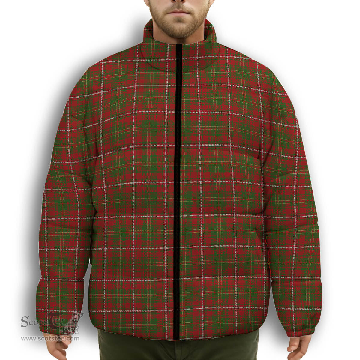 ScotsTee Shop Scottish Hay Premium Tartan Collar Down Jacket Winter White Duck Down Plaid
