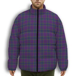 ScotsTee Shop Scottish Wardlaw Modern Premium Tartan Collar Down Jacket Winter White Duck Down Plaid