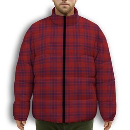 ScotsTee Shop Scottish Kyle Blue Premium Tartan Collar Down Jacket Winter White Duck Down Plaid