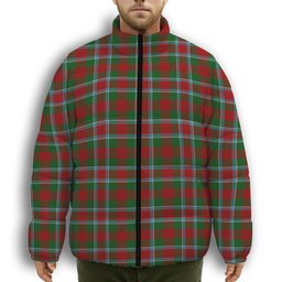 ScotsTee Shop Scottish Menzies 2 Premium Tartan Collar Down Jacket Winter White Duck Down Plaid