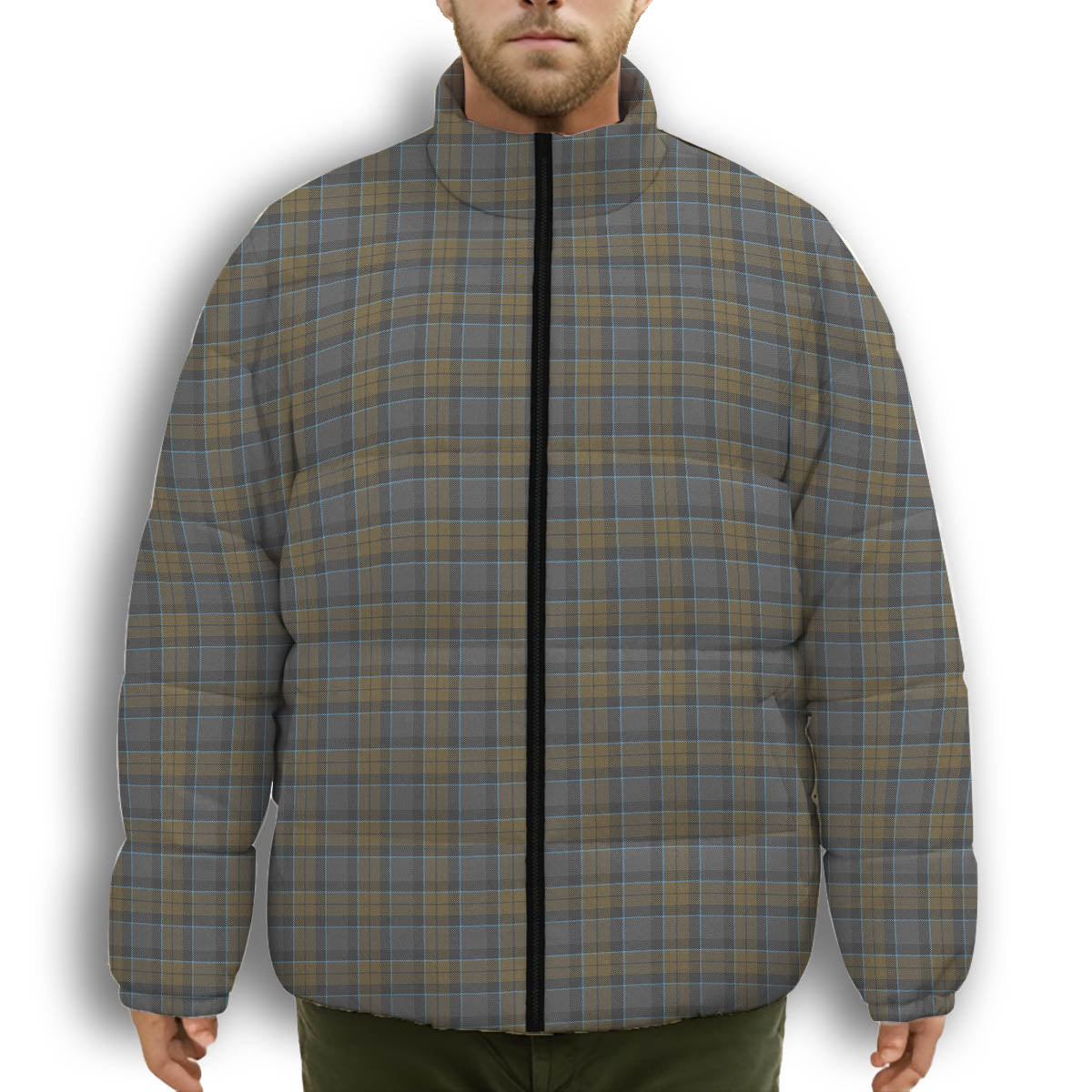 ScotsTee Shop Scottish Outlander 2 Premium Tartan Collar Down Jacket Winter White Duck Down Plaid