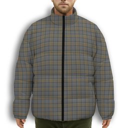 ScotsTee Shop Scottish Outlander 2 Premium Tartan Collar Down Jacket Winter White Duck Down Plaid