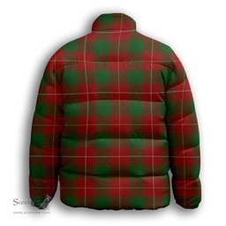 ScotsTee Shop Scottish MacPhee Premium Tartan Collar Down Jacket Winter White Duck Down Plaid