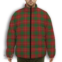 ScotsTee Shop Scottish MacPhee Premium Tartan Collar Down Jacket Winter White Duck Down Plaid