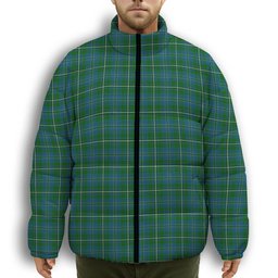 ScotsTee Shop Scottish Hay Hunting Premium Tartan Collar Down Jacket Winter White Duck Down Plaid