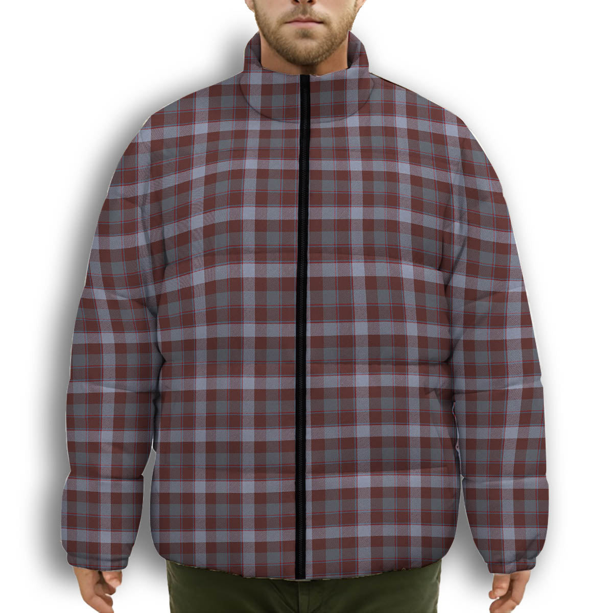 ScotsTee Shop Scottish Jardine of Castlemilk Modern Premium Tartan Collar Down Jacket Winter White Duck Down Plaid