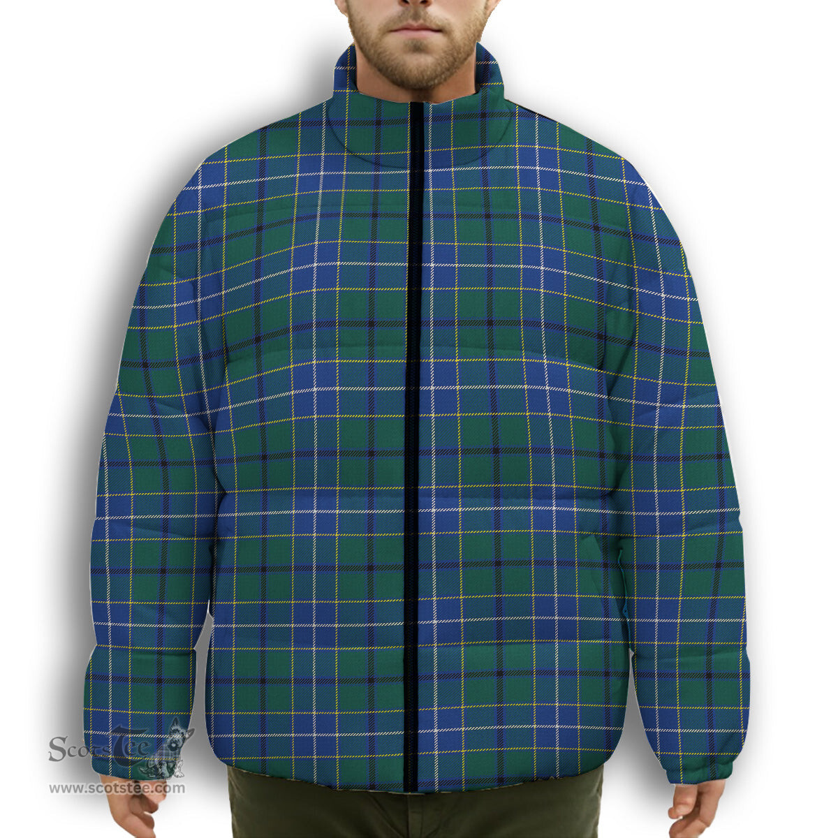 ScotsTee Shop Scottish Wishart Hunting Modern Clan Premium Tartan Collar Down Jacket Winter White Duck Down Plaid