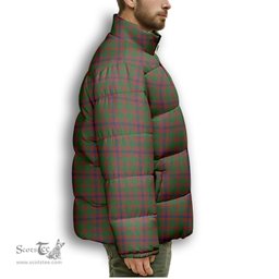 ScotsTee Shop Scottish Skene Modern Premium Tartan Collar Down Jacket Winter White Duck Down Plaid
