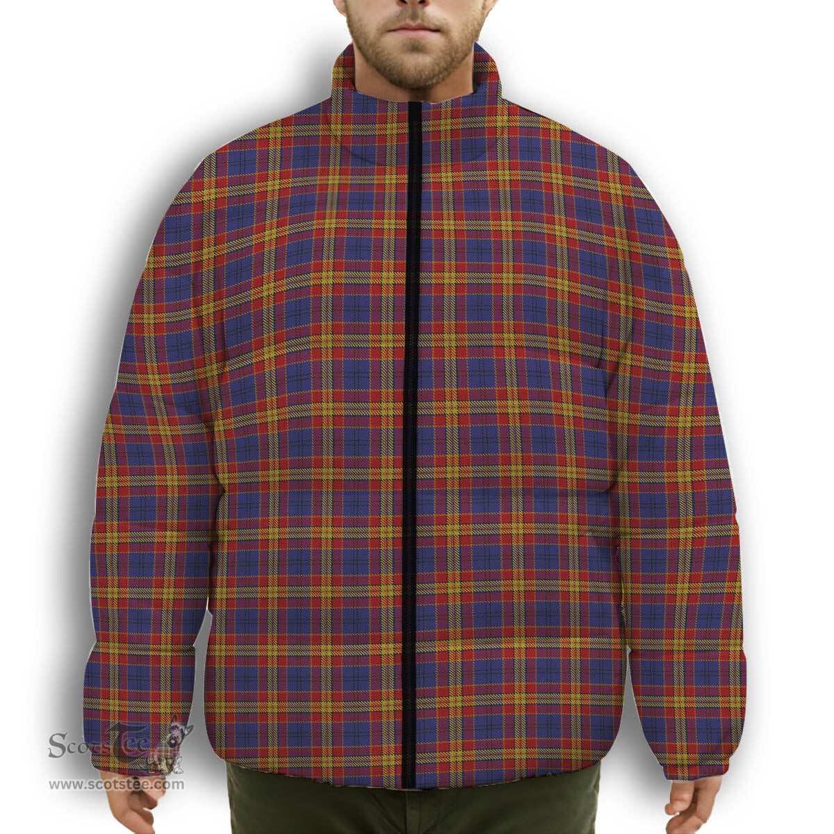 ScotsTee Shop Scottish McGurk Premium Tartan Collar Down Jacket Winter White Duck Down Plaid
