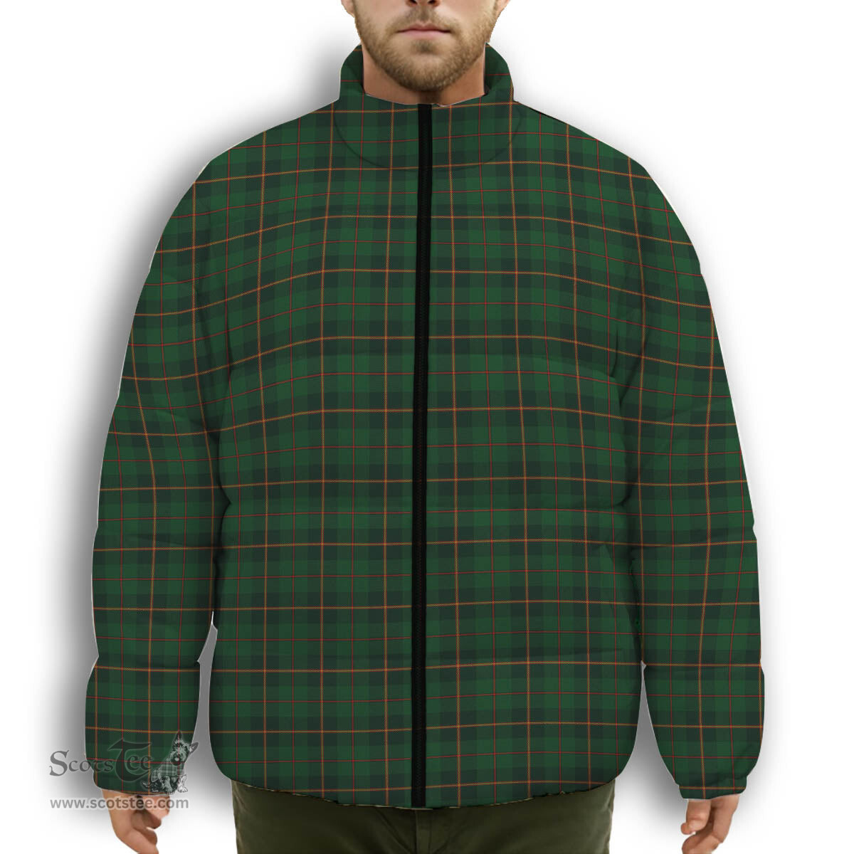 ScotsTee Shop Scottish McGeorge Premium Tartan Collar Down Jacket Winter White Duck Down Plaid