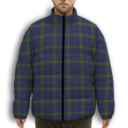 ScotsTee Shop Scottish Joss Premium Tartan Collar Down Jacket Winter White Duck Down Plaid