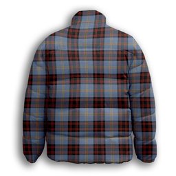 ScotsTee Shop Scottish Rutherford Ancient Premium Tartan Collar Down Jacket Winter White Duck Down Plaid
