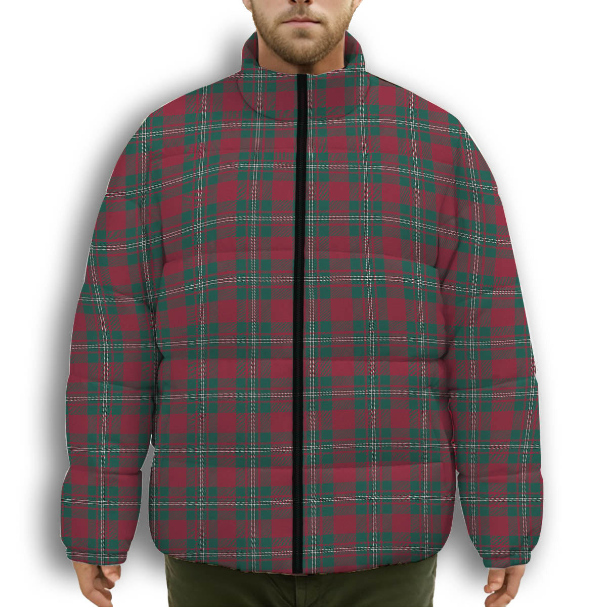 ScotsTee Shop Scottish Strange Modern Premium Tartan Collar Down Jacket Winter White Duck Down Plaid