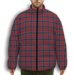 ScotsTee Shop Scottish McTavish Premium Tartan Collar Down Jacket Winter White Duck Down Plaid