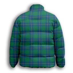 ScotsTee Shop Scottish Irvine Ancient Premium Tartan Collar Down Jacket Winter White Duck Down Plaid