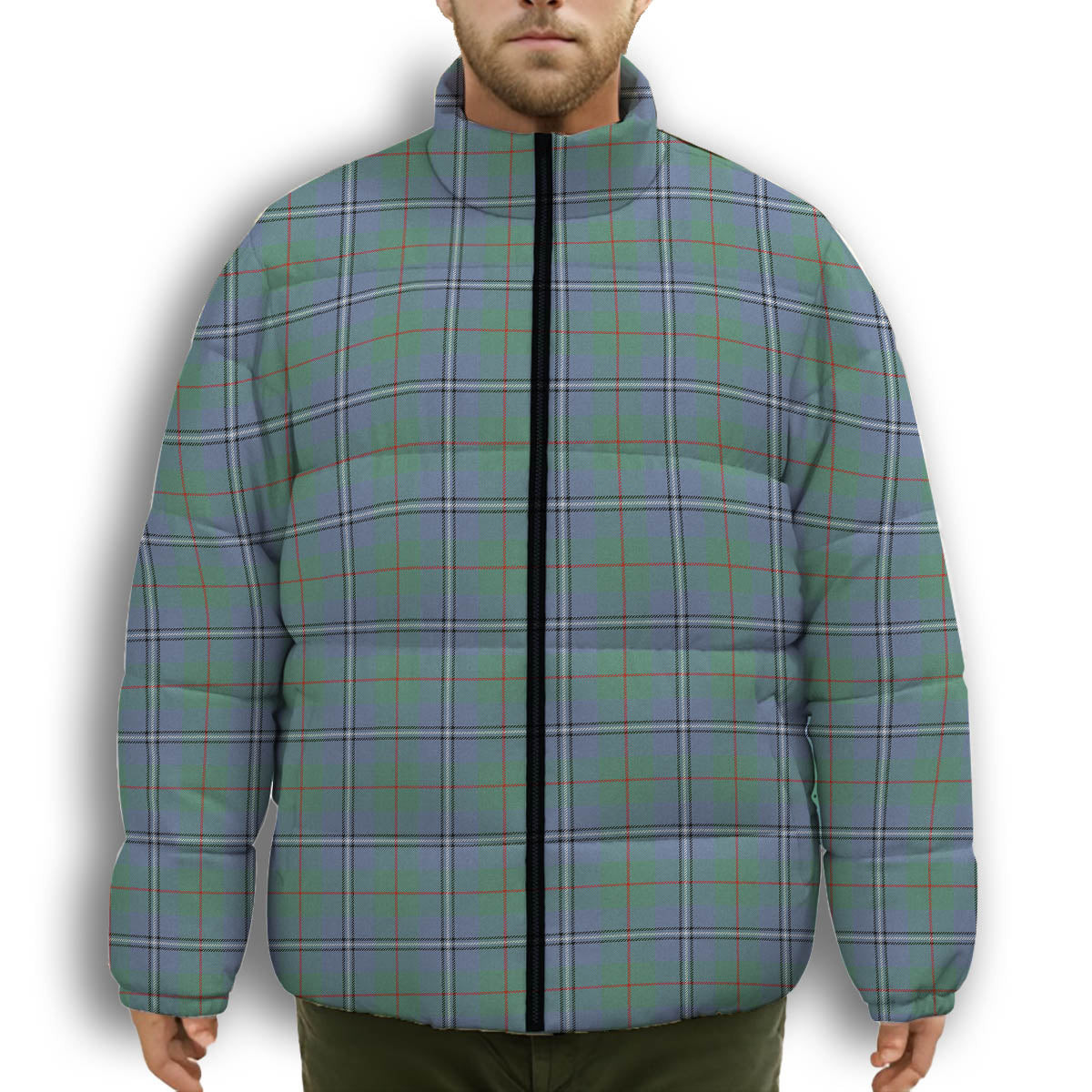 ScotsTee Shop Scottish Irvine of Glentulchan Ancient Premium Tartan Collar Down Jacket Winter White Duck Down Plaid
