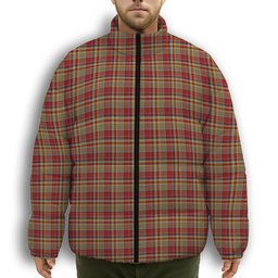 ScotsTee Shop Scottish MacGlashan 3 Premium Tartan Collar Down Jacket Winter White Duck Down Plaid