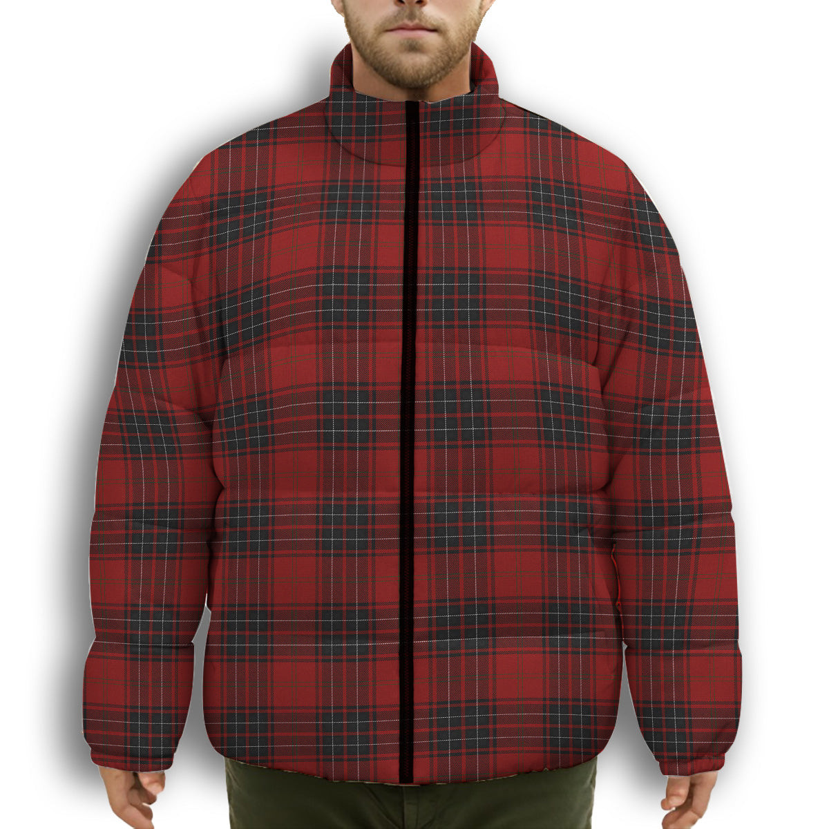 ScotsTee Shop Scottish Wemyss Premium Tartan Collar Down Jacket Winter White Duck Down Plaid