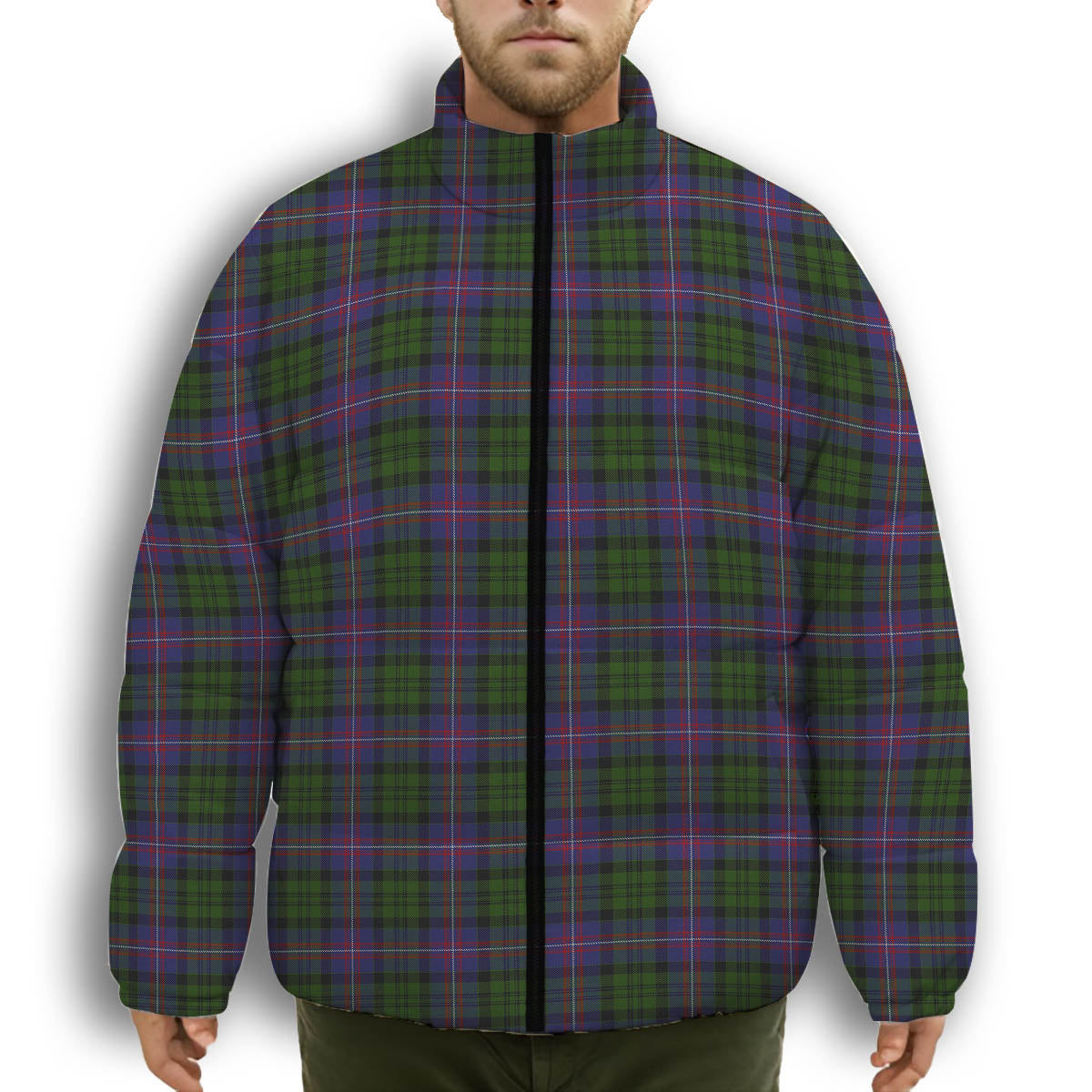 ScotsTee Shop Scottish MacNeil of Colonsay 2 Premium Tartan Collar Down Jacket Winter White Duck Down Plaid