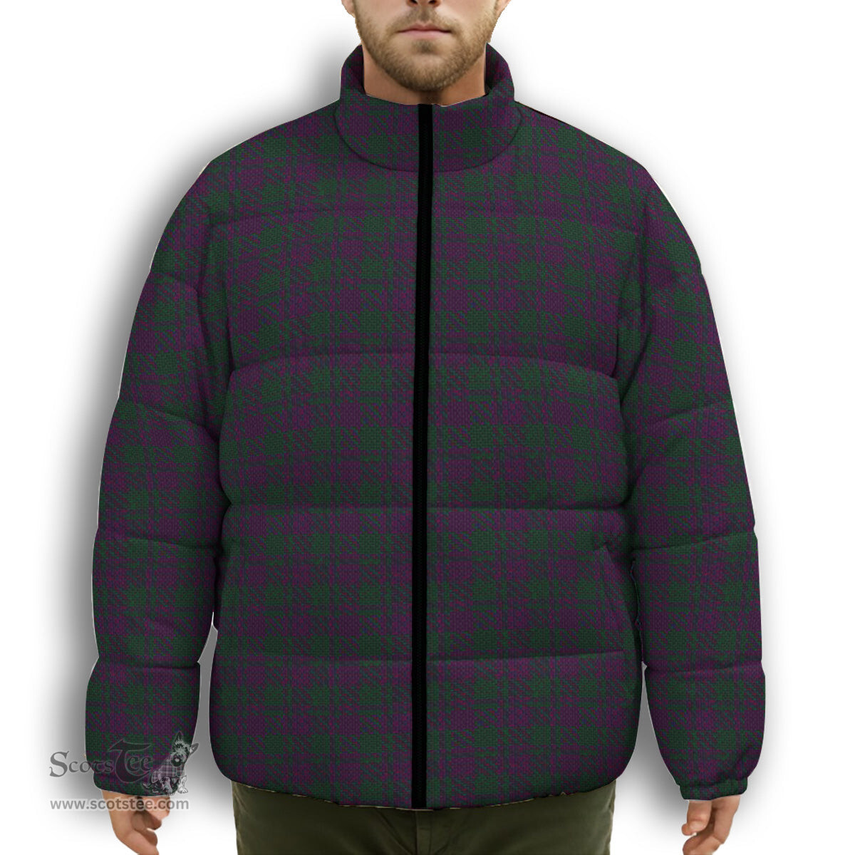 ScotsTee Shop Scottish Wilsons 211 Premium Tartan Collar Down Jacket Winter White Duck Down Plaid