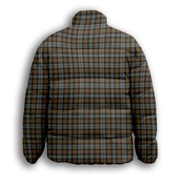 ScotsTee Shop Scottish Gordon Weathered Premium Tartan Collar Down Jacket Winter White Duck Down Plaid