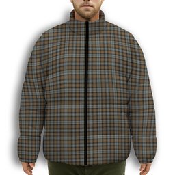 ScotsTee Shop Scottish Gordon Weathered Premium Tartan Collar Down Jacket Winter White Duck Down Plaid