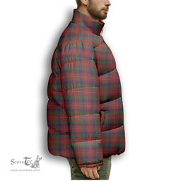 ScotsTee Shop Scottish Robertson White line Premium Tartan Collar Down Jacket Winter White Duck Down Plaid