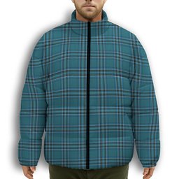 ScotsTee Shop Scottish Kelly Dress Modern Premium Tartan Collar Down Jacket Winter White Duck Down Plaid