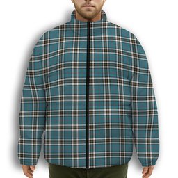 ScotsTee Shop Scottish Thompson Society Dress Blue Ancient Premium Tartan Collar Down Jacket Winter White Duck Down Plaid