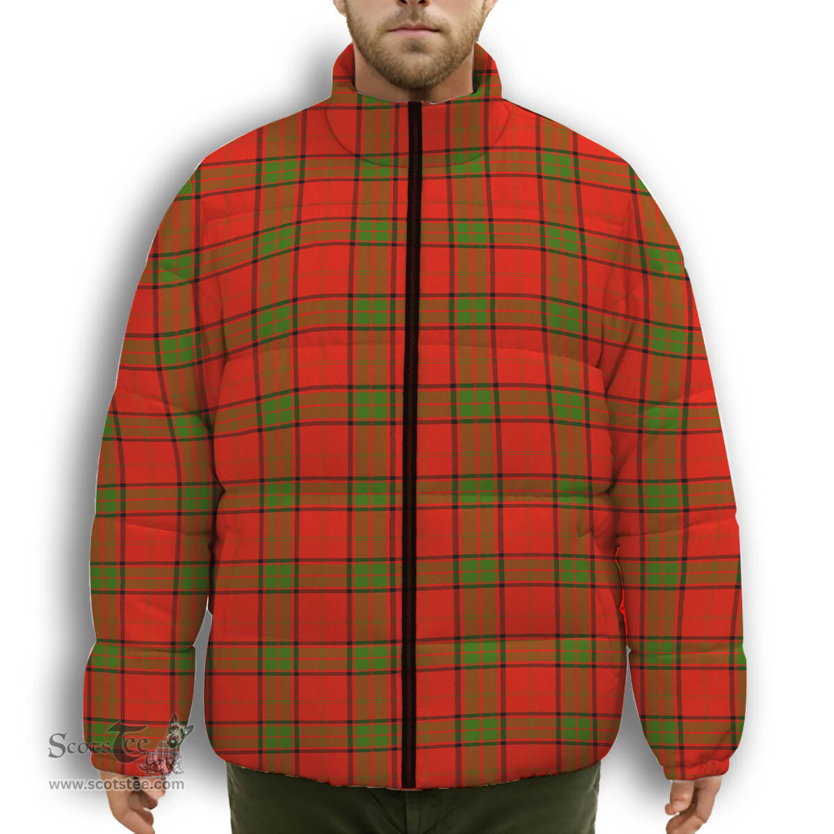 ScotsTee Shop Scottish Maxton Premium Tartan Collar Down Jacket Winter White Duck Down Plaid