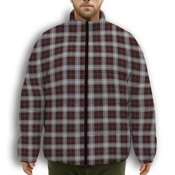 ScotsTee Shop Scottish Merrilees Premium Tartan Collar Down Jacket Winter White Duck Down Plaid