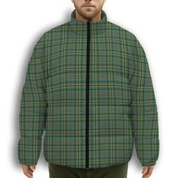 ScotsTee Shop Scottish Scott Green Ancient Premium Tartan Collar Down Jacket Winter White Duck Down Plaid