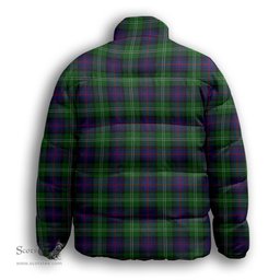 ScotsTee Shop Scottish Sutherland Premium Tartan Collar Down Jacket Winter White Duck Down Plaid