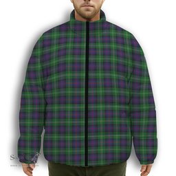 ScotsTee Shop Scottish Sutherland Premium Tartan Collar Down Jacket Winter White Duck Down Plaid