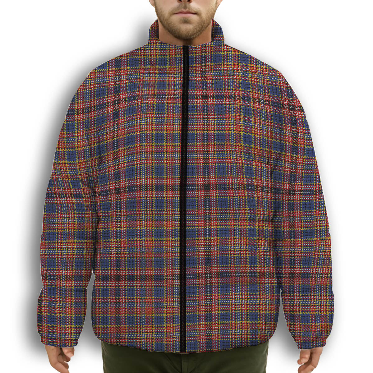 ScotsTee Shop Scottish Ogilvie 6 Premium Tartan Collar Down Jacket Winter White Duck Down Plaid