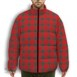 ScotsTee Shop Scottish MacDonald of Sleat Modern Premium Tartan Collar Down Jacket Winter White Duck Down Plaid