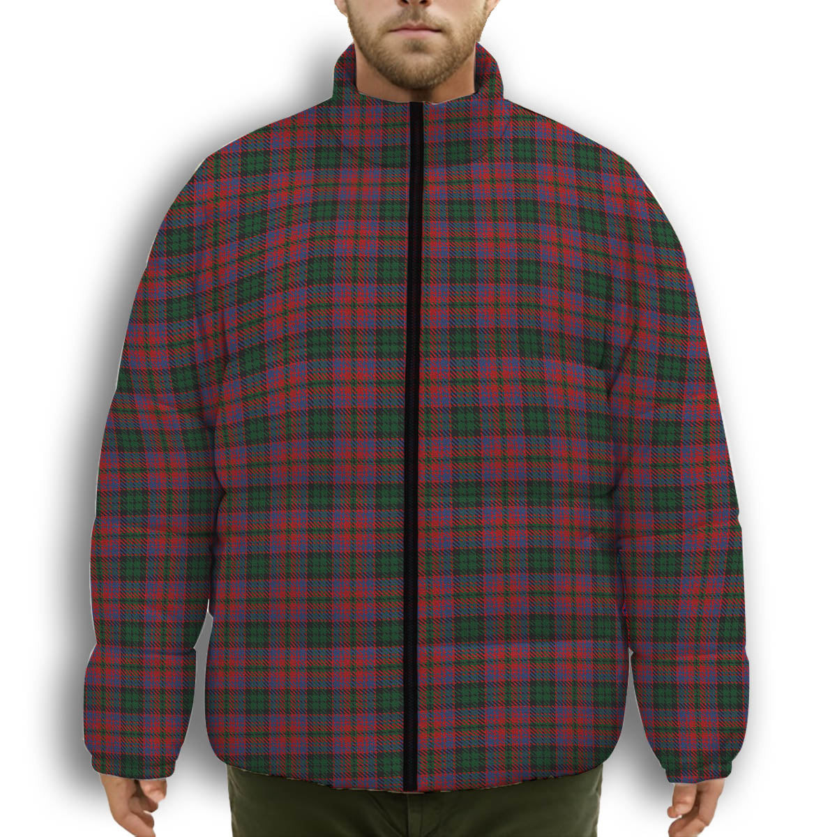 ScotsTee Shop Scottish MacInroy Premium Tartan Collar Down Jacket Winter White Duck Down Plaid