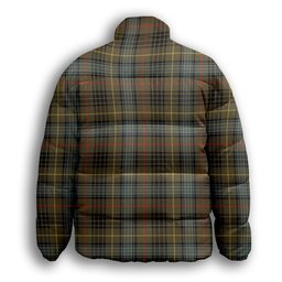 ScotsTee Shop Scottish Stewart Hunting Weathered Premium Tartan Collar Down Jacket Winter White Duck Down Plaid
