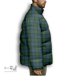 ScotsTee Shop Scottish McKie Premium Tartan Collar Down Jacket Winter White Duck Down Plaid