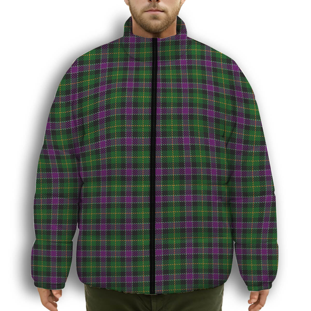 ScotsTee Shop Scottish Selkirk Original Premium Tartan Collar Down Jacket Winter White Duck Down Plaid