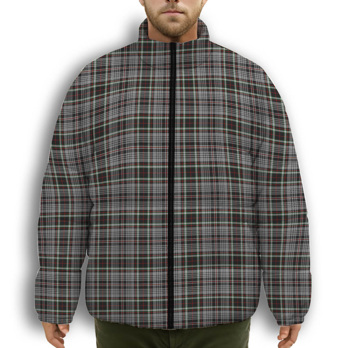 ScotsTee Shop Scottish Southwick Premium Tartan Collar Down Jacket Winter White Duck Down Plaid