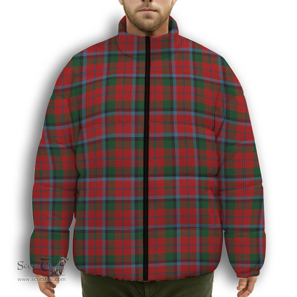 ScotsTee Shop Scottish Macnaghten Premium Tartan Collar Down Jacket Winter White Duck Down Plaid