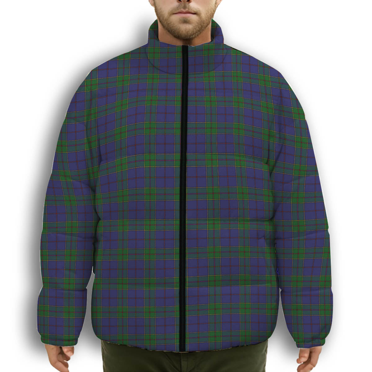 ScotsTee Shop Scottish Strachan Premium Tartan Collar Down Jacket Winter White Duck Down Plaid