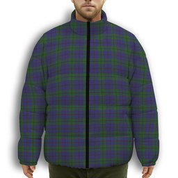 ScotsTee Shop Scottish Strachan Premium Tartan Collar Down Jacket Winter White Duck Down Plaid
