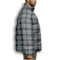 ScotsTee Shop Scottish Gordon Dress 3 Premium Tartan Collar Down Jacket Winter White Duck Down Plaid