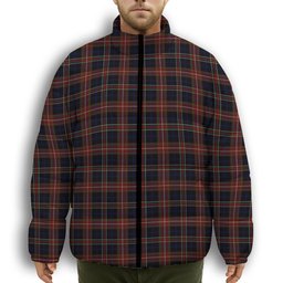 ScotsTee Shop Scottish York Region Pipe Band Premium Tartan Collar Down Jacket Winter White Duck Down Plaid