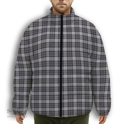 ScotsTee Shop Scottish Stewart Dress Blue Premium Tartan Collar Down Jacket Winter White Duck Down Plaid