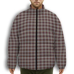 ScotsTee Shop Scottish MacInnes Ancient Hunting Premium Tartan Collar Down Jacket Winter White Duck Down Plaid