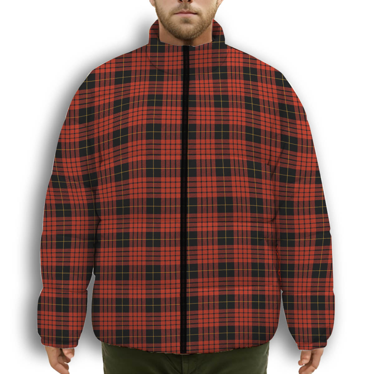 ScotsTee Shop Scottish Mcquain Ancient Premium Tartan Collar Down Jacket Winter White Duck Down Plaid