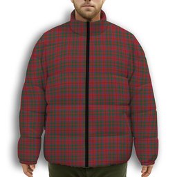 ScotsTee Shop Scottish MacElvain or MacIlvain Premium Tartan Collar Down Jacket Winter White Duck Down Plaid
